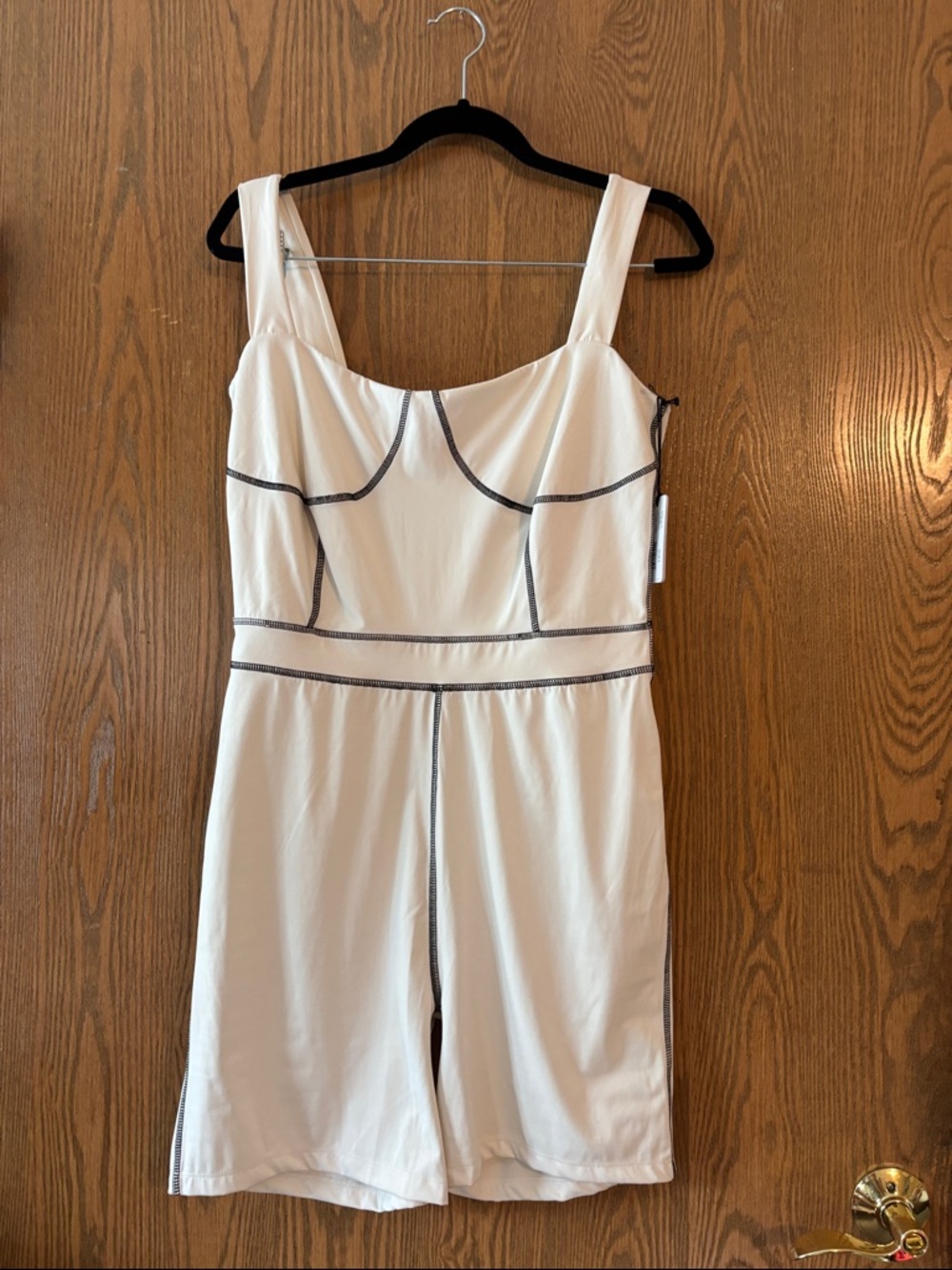 WeWoreWhat White Corset Bodysuit with Contrast Stitching Size XL NWT